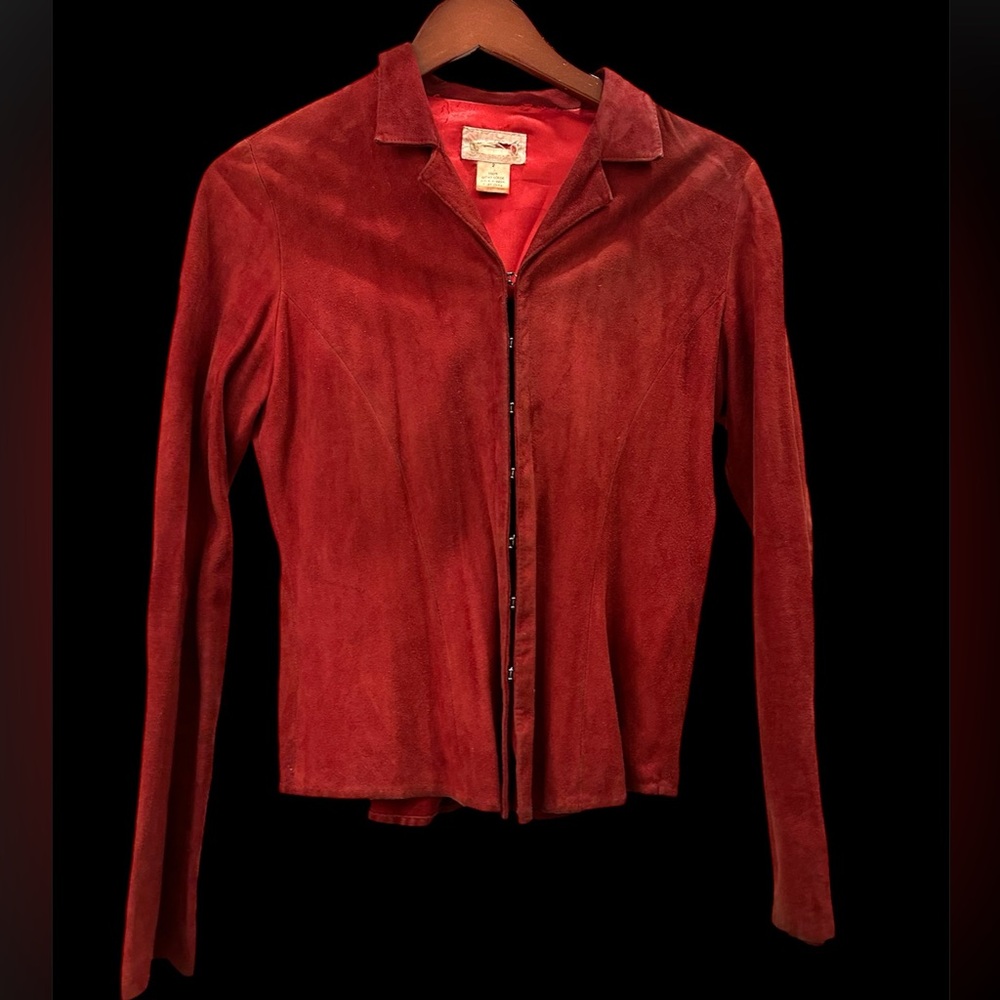 Red vintage suede jacket. Size small-xsmall. NYC East Village find in the 90s